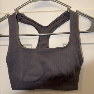 Women's Ribbed Gray Sports Bra